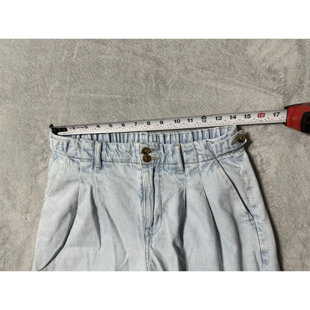 American Eagle Womens 6 Wide Leg Trouser Jeans Light Wash Blue‎ Pleated 28